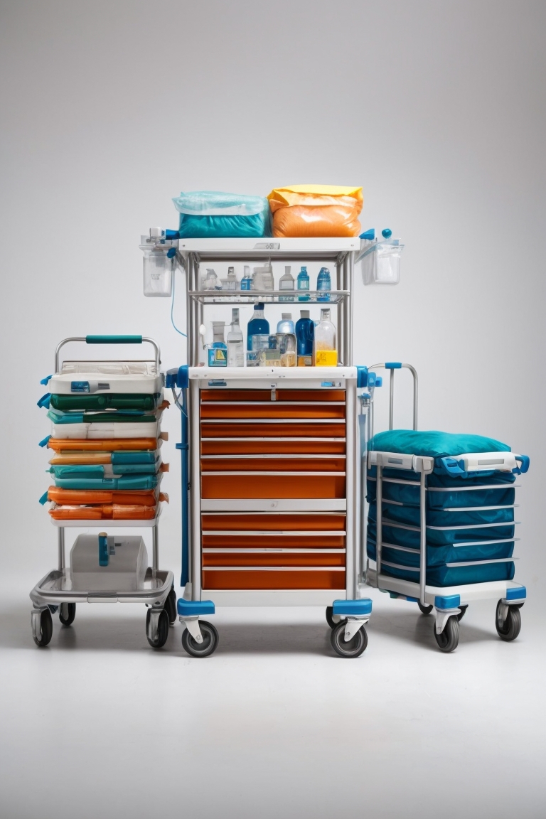 blue resuscitation trolley