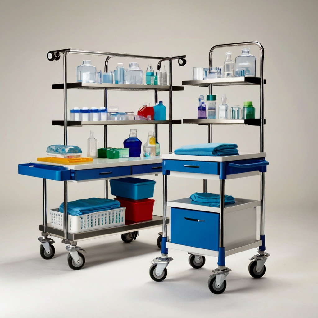 Treatment Trolley 3 Tier – Pink with Detachable Guardrail