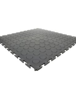 Kwiklok Interlocking PVC Floor Tiles - Recycled - 46.5 x 46.5 x 0.6 cm - Black - RUBKL6