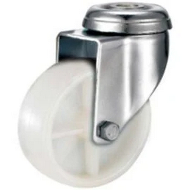 Castor Wheels - Polypropylene - Bolt Hole - Swivel - White - 100mm - TOOC416