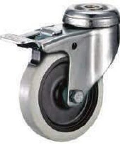 Castor Wheels - Thermoplastic Rubber - Bolt Hole Swivel - Brake - 100mm - TOOC514
