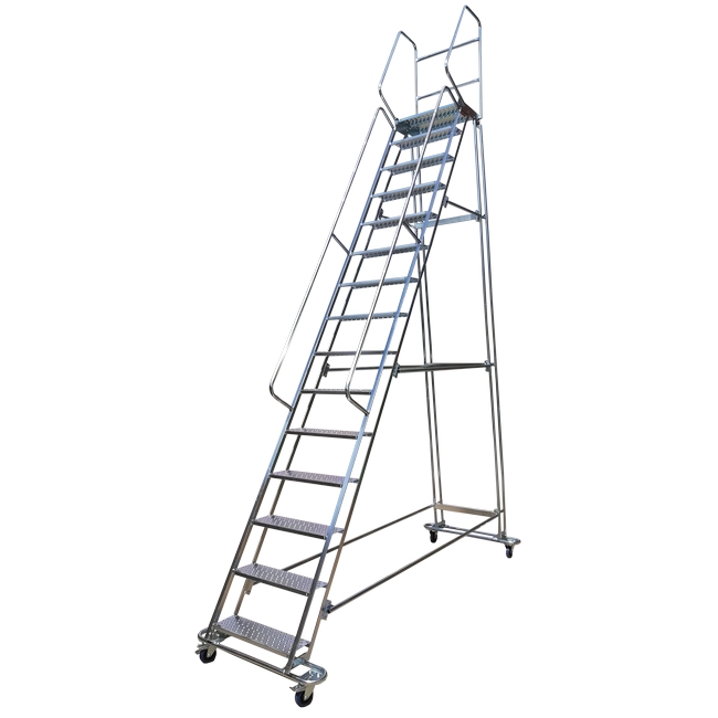 Mobile Safety Step Ladder - Mounty Rollstep - 15 Step - 4.640mm High - MLH15