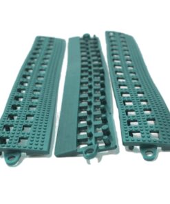 Floor Tile Male Edge - Flexi-Deck Interlinking Anti-Slip Drainage PVC Mat - 30 x 5 x 1.3 cm - Green - Pack of 3 - FD040002M3