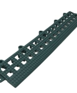 Floor Tile Female Edge - Flexi-Deck Interlinking Anti-Slip Drainage PVC Mat - 30 x 5 x 1.3 cm - Green - Pack of 3 - FD040002F3