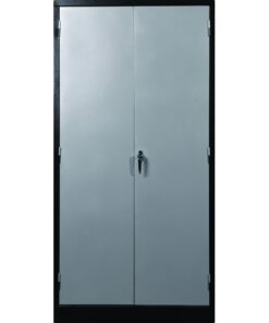 Steel Stationery Cupboard - Metal Storage Cabinet - 4 Shelves - Black and Silver - 180 x 90 x 45 cm - SC002-1-blacksilver