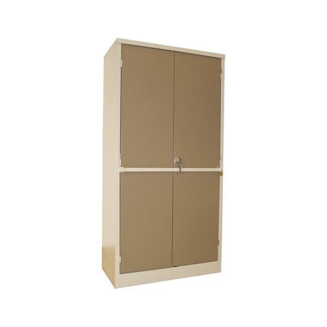 Steel Stationery Cupboard - Metal Storage Cabinet - 4 Shelves - Security Bar - 180 x 90 x 45 cm - SC001-ivorykaroo