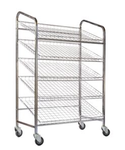 Wire Mesh Bread Trolley - Mobile - 5 Tier - Chrome and Electroplated - 153 x 110 x 58cm