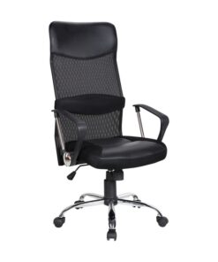 High Back Office Chair - Ice - Netting and PU Leather - Swivel and Tilt - Gas Height - Black