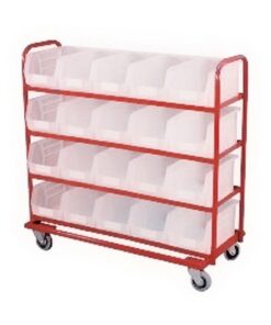 Steel Frame Plastic Container Trolley - Kit - Includes 20 x Size 7 Clear Bins - 110 x 106 x 35cm