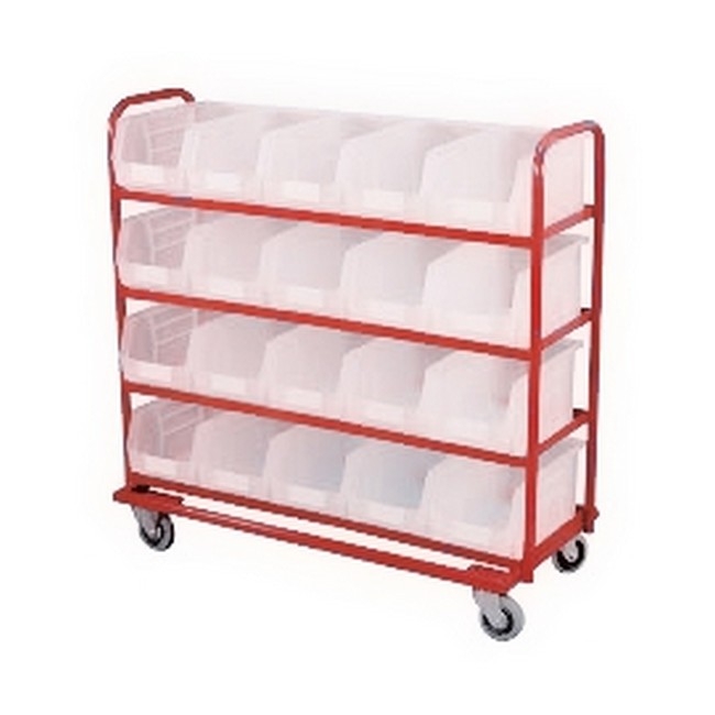 Steel Frame Plastic Container Trolley - Kit - Includes 20 x Size 7 Clear Bins - 110 x 106 x 35cm