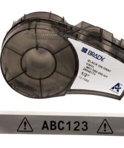 Brady Vinylband M21-500-595-GY 12.7 x 6.4 m, Black on Grey, Self-Adhesive, Box of 6.4 m