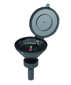 SCAT Funnel with lid "MARCO", V2.0, S60/61 PE-HD electrostatic conductive, with level control, removable sieve, earthing cable, floater 190 mm