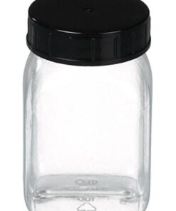 Bürkle Wide Neck Can 100 ml, Square PETG Clear, with Closure