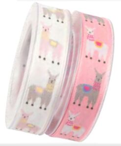 Llama Rose 25mm Stable-edge Ribbon