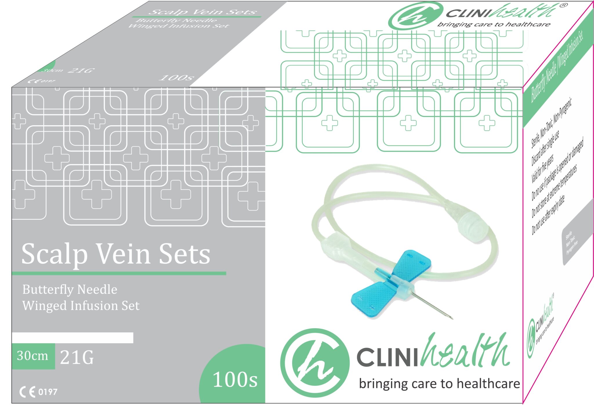 Scalp Vein Set (Butterfly Needle) 21g 30cm – 100 Clinihealth