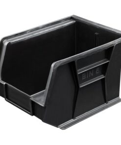 Stack & Hang Parts Storage Bin - Small Plastic Container - Size 6 - 28 x 21 x 18 cm - Black - BIN-6-BLACK