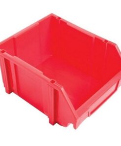 Matlock Plastic Louvre Panel Bin - Stack and Hang Container - Interlocking Design - 28 x 35 x 18.4 cm - Red