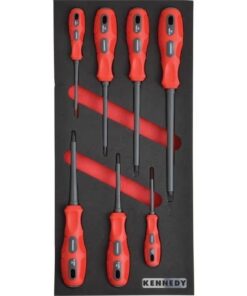 KennedyPro VDE Dual Grip Screwdriver Set - 7 Pieces - with 1/3 Width Foam Tool Control Inlay for Tool Roller Cabinets