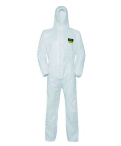 Uvex Overall Classic Light, Type 5B/6B, Size M, Model 7687 with Hood, White, PP/PE Spunbond Laminate