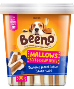 Beeno Dog Treat Mallows Peanut Butter Swirl 500G