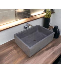 Charcoal Concrete Bespoke Single Butler Basin 65 X 45 X 20Cm . Hand-Made Cement Countertop Sink