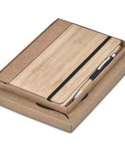 Okiyo Eri Bamboo & Cork A5 Notebook & Pen Eco Corporate Gift Set