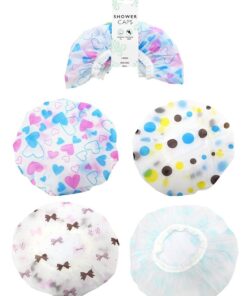 Shower Caps Printed 28cm 4 Pack