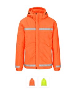 Defender Hi-Viz Jacket With Reflective Tape, Storm Flap & Detachable Hood