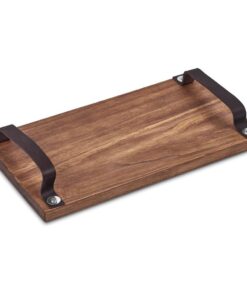 Handcrafted Wooden Tray with Leather Straps – Unique Farm Style