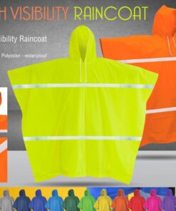 High Visibility Reusable Poncho – 210D Oxford Polyester