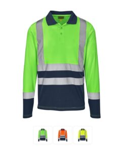 Long Sleeve Surveyor Two-Tone Hi-Viz Golf Shirt With Reflective Tape