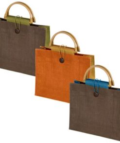 Eco-Friendly jute bag with bamboo handle and closing cord