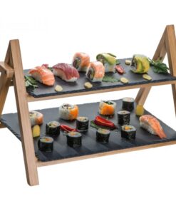 Bamboo presentation set. Many uses. Pictured Sushi