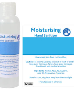 125ml Moisturising Sanitiser with full colour sticker – Min 150 Units