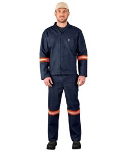 Vintage 100% Cotton Denim Conti Suit – Reflective Arms & Legs – Orange Tape