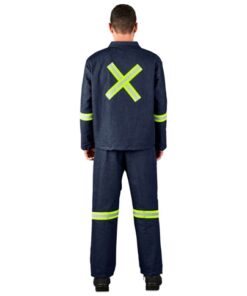 Vintage 100% Cotton Denim Conti Suit – Reflective Arms, Legs & Back – Yellow Tape