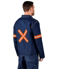 Cast Premium 100% Cotton Denim Workwear Jacket – Reflective Arms & Back – Orange Tape