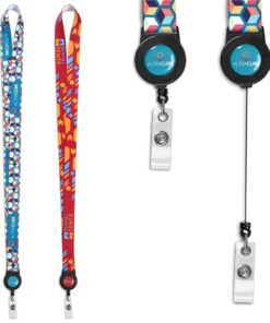 Satin Single Sided Branded Lanyard with Integrated Retractable Badge Reel (Min 100)