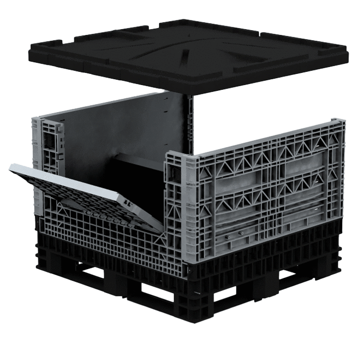 Collapsible Bin 34��� One Drop Door and Lid ��� 1140 X 1220 X 865H
